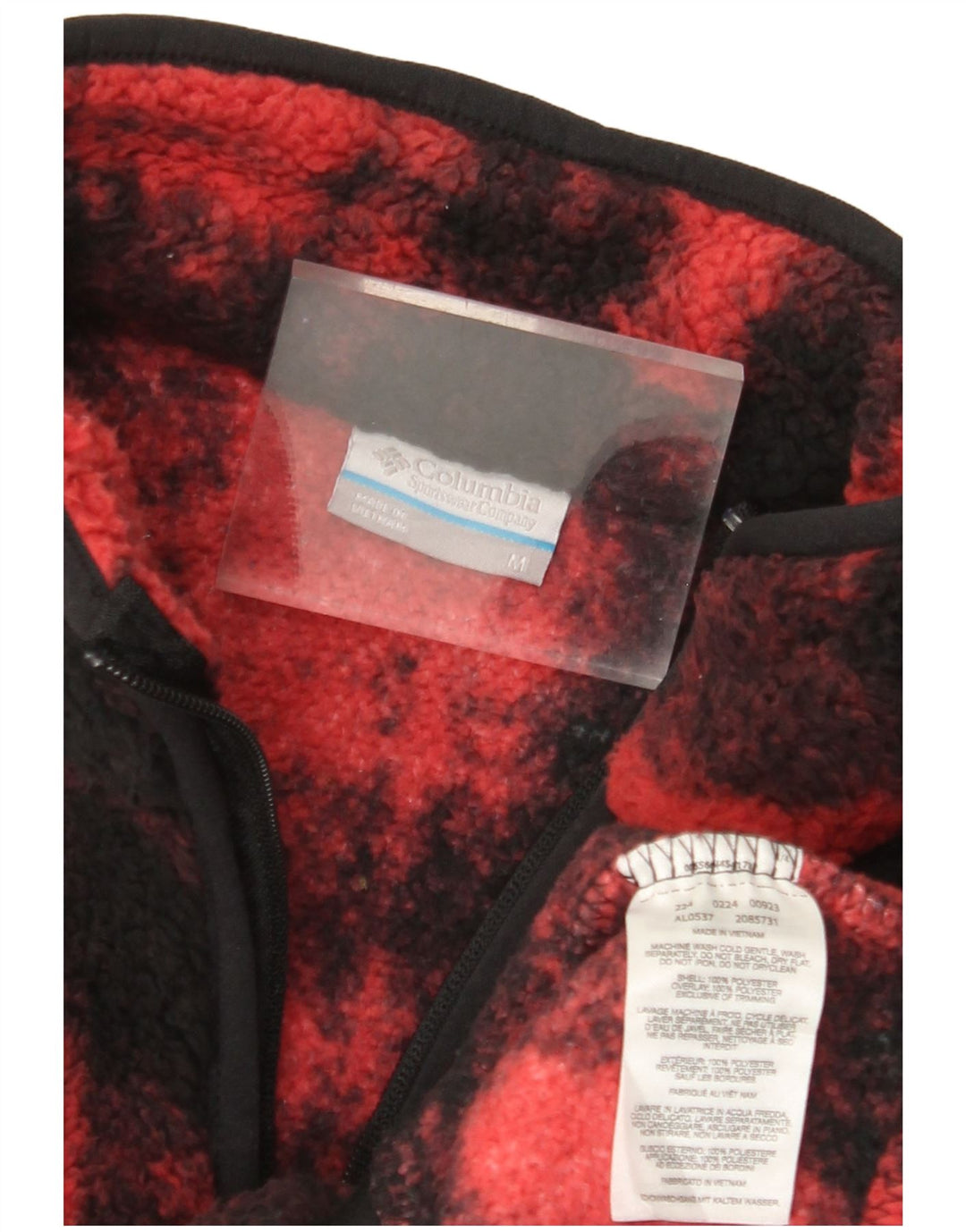 COLUMBIA Damen-Fleecepullover mit Reißverschluss am Hals, UK 14, mittelrot, kariert, Polyester