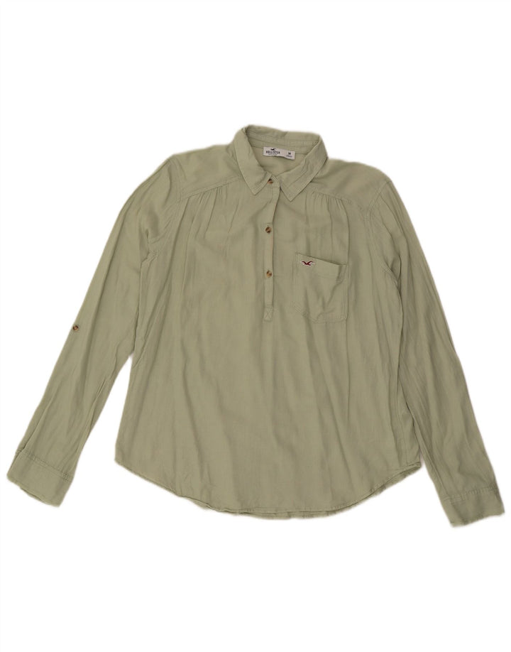 Hollister Damen Pullover-Hemd UK 14 Mittelgrüne Baumwolle