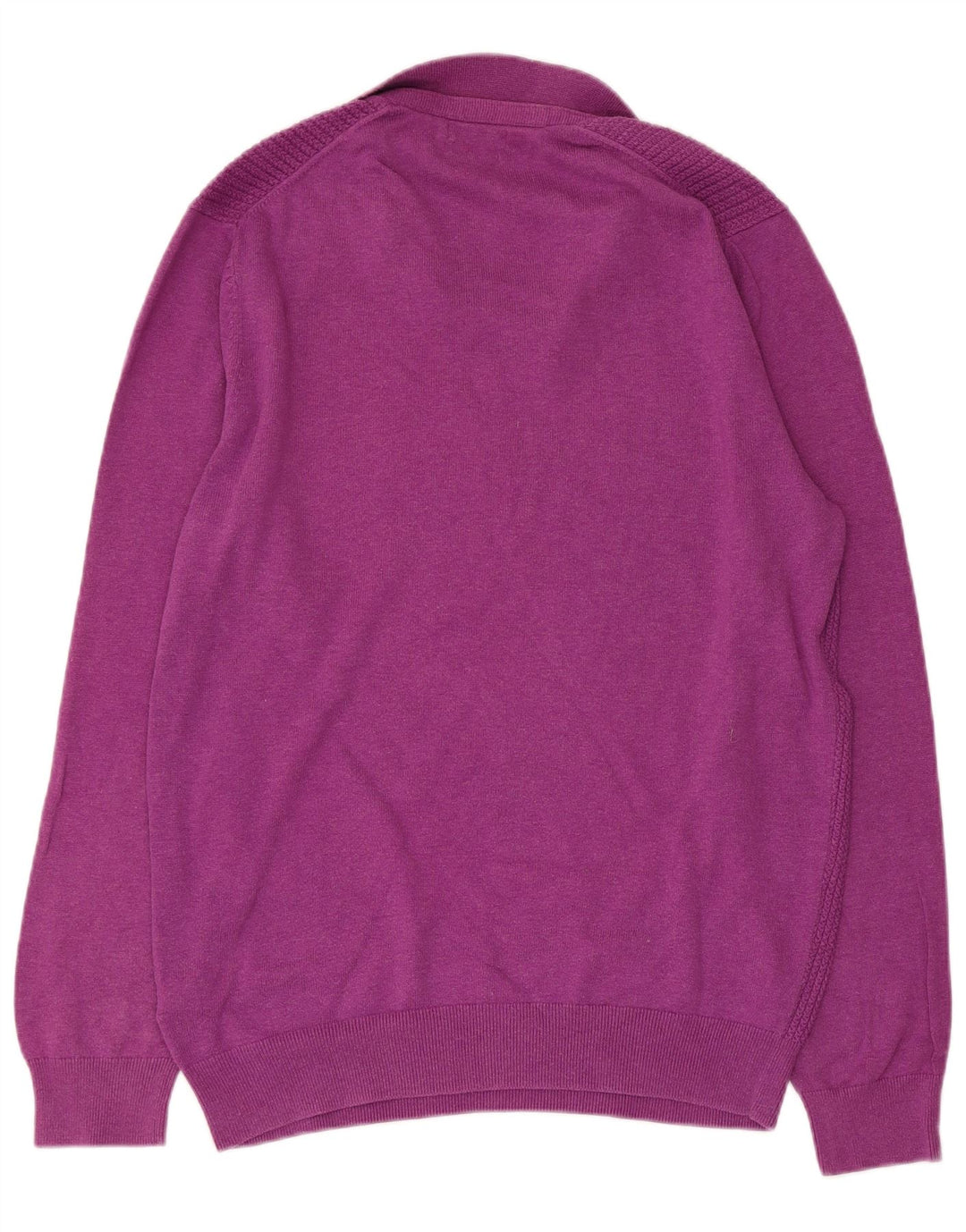 MASSIMO DUTTI Mens Polo Neck Jumper Sweater Large Purple Cotton