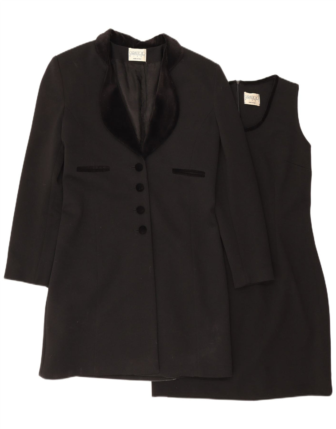 Caracciolo Damen 4-Knopf-2-teiliges Set IT 44 Mittelschwarzes Polyester
