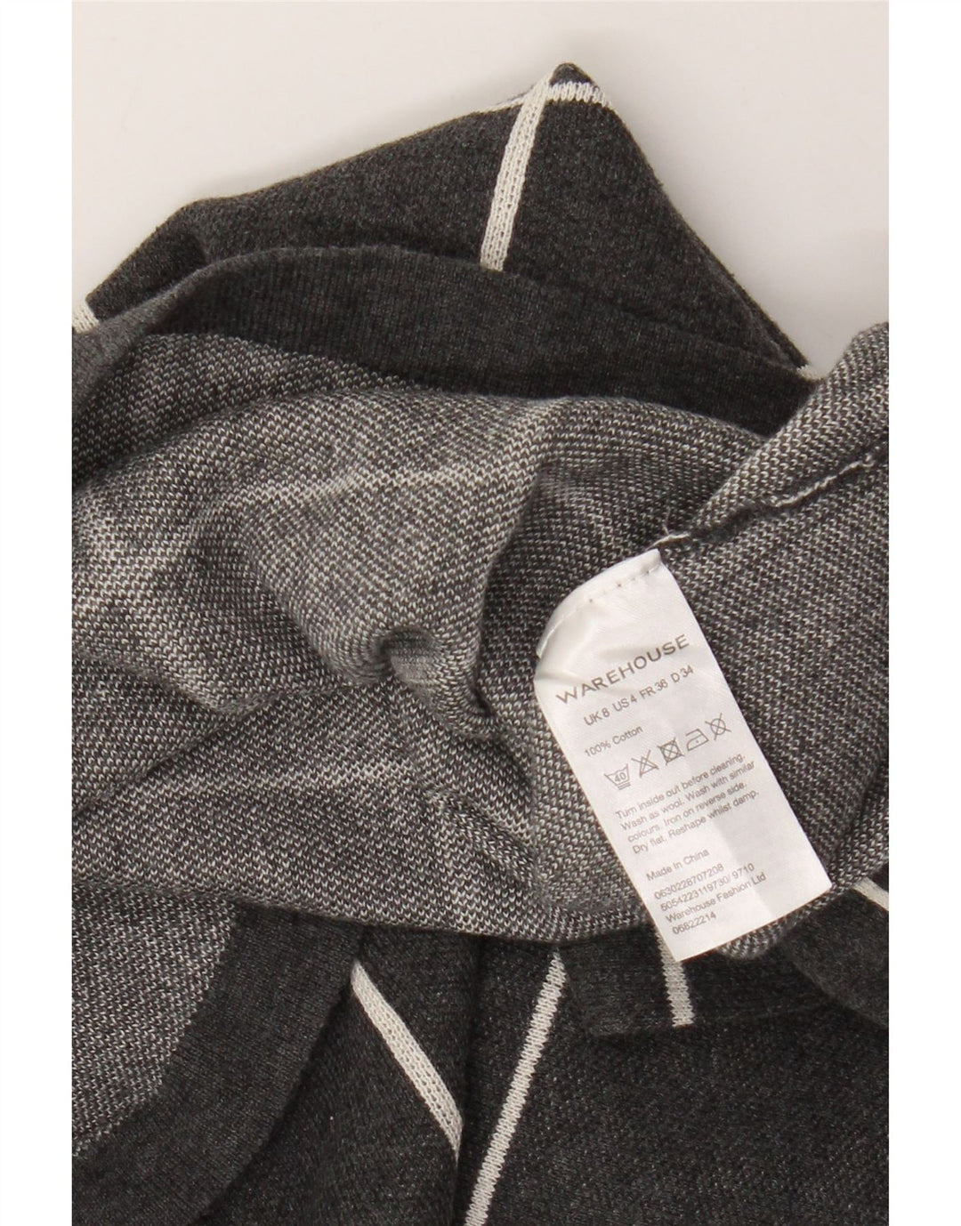 Warehouse Damen-Pullover mit Rollkragen, bauchfrei, Gr. 8, klein, grau kariert