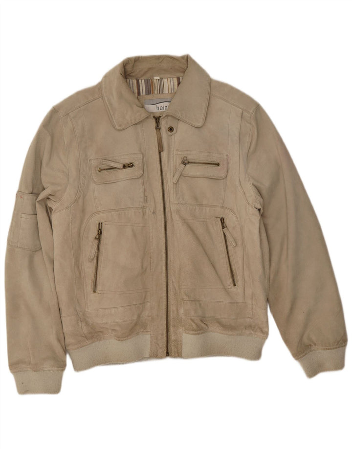 Heine Herren Wildleder Bomberjacke UK 44 2XL Beige Leder
