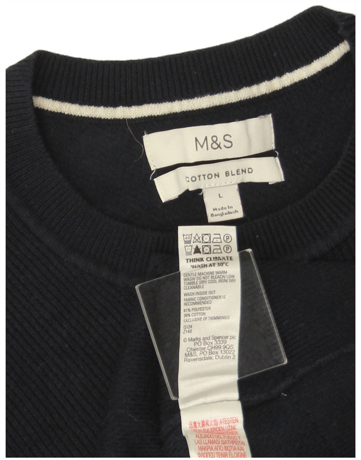 MARKS & SPENCER Herren-Pullover mit Rundhalsausschnitt, groß, marineblaues Polyester