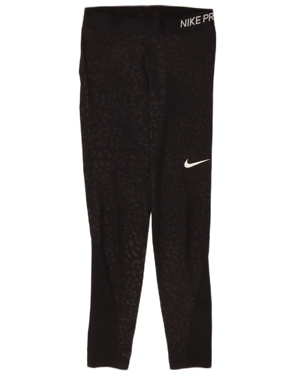 Nike Damen Dri Fit Graphic Leggings UK 12 Medium Schwarz Animal Print
