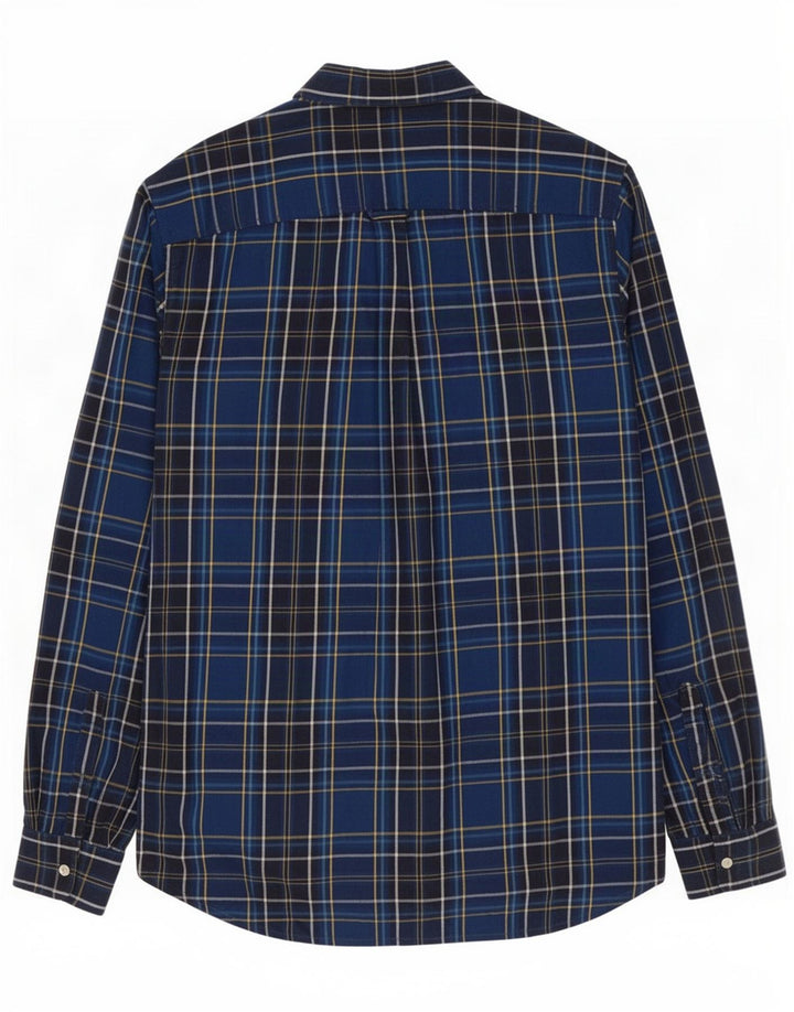 Superdry Herren-Flanellhemd, mittelblau, kariert, Baumwolle