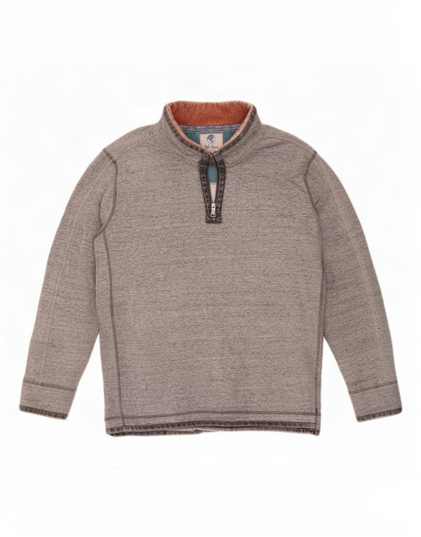 Fat Face Herren-Sweatshirt mit Reißverschluss am Hals, 3XL, grau meliert, Baumwolle