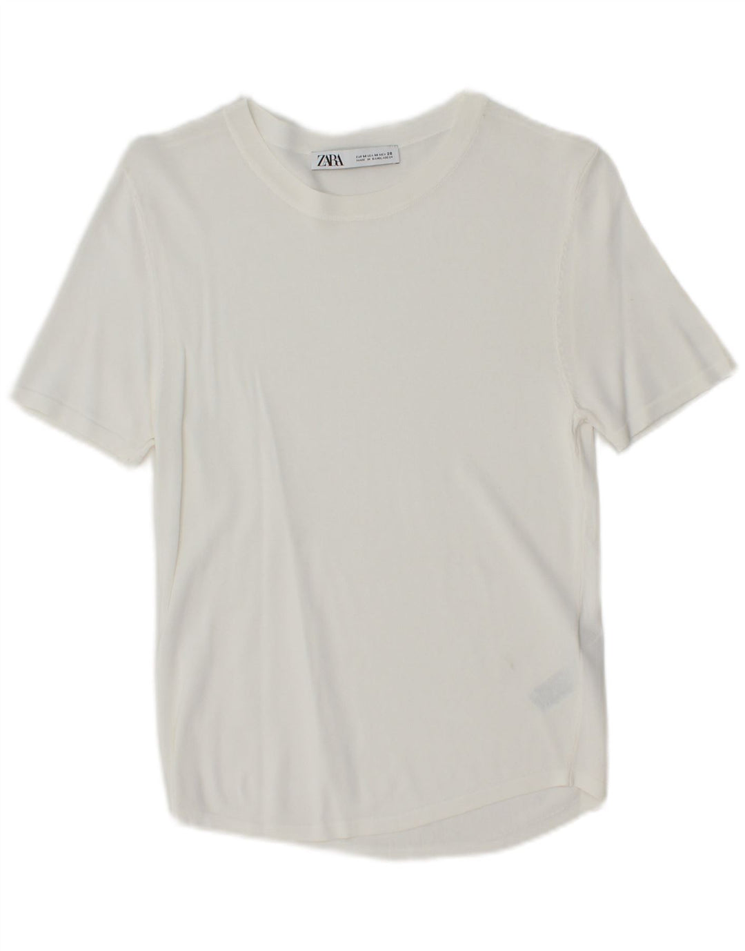 ZARA Damen T-Shirt Top UK 12 Mittelweiße Viskose