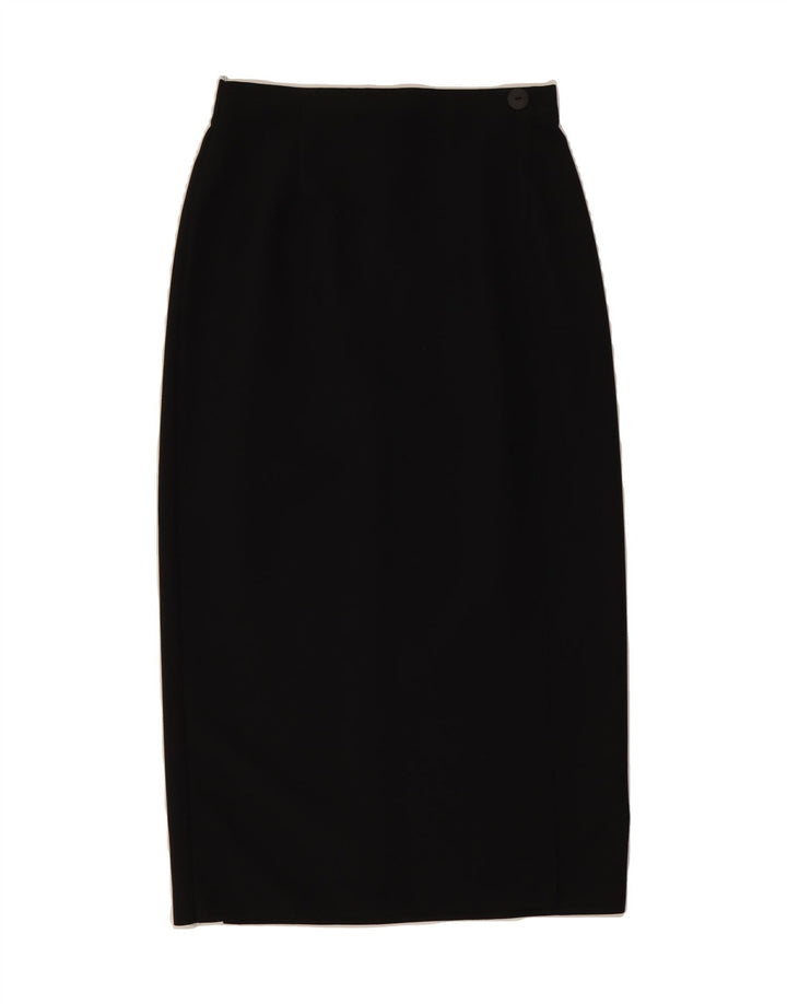 VINTAGE Womens Midi Skirt UK 14 Medium W28  Black Polyester Vintage Vintage and Second-Hand Vintage from Messina Hembry 
