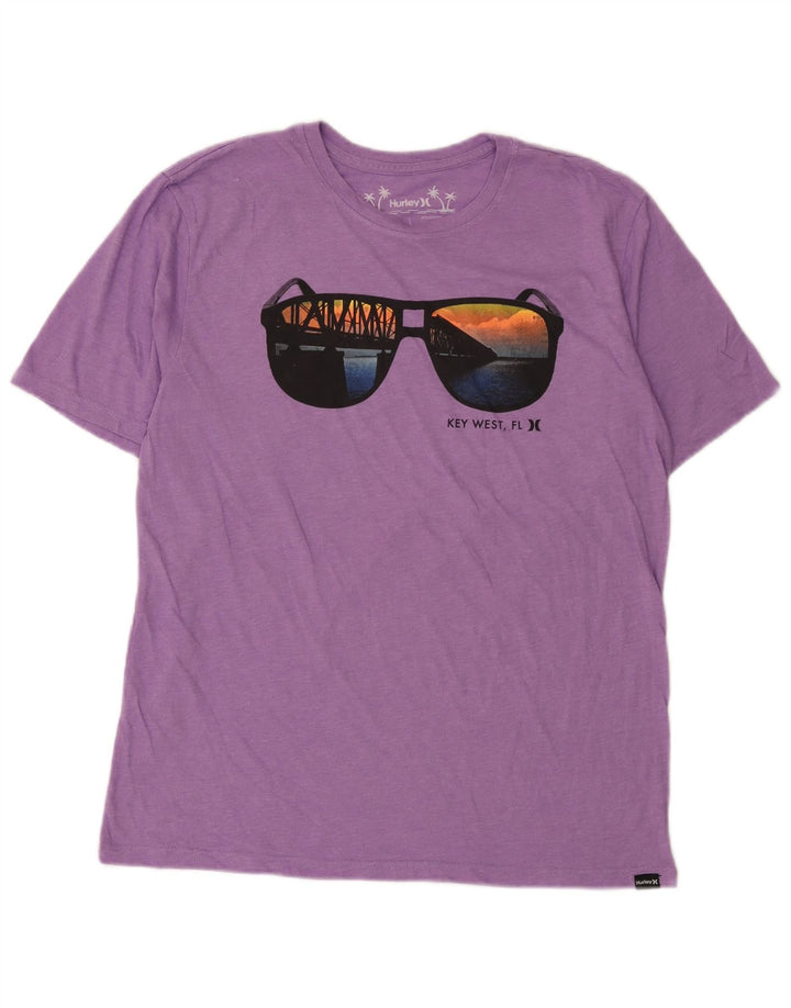 Hurley Herren Grafik-T-Shirt-Oberteil aus mittelvioletter Baumwolle