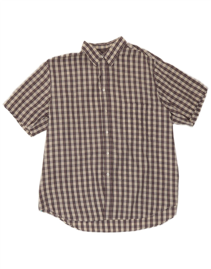 Mario Ferrari Mens Short Sleeve Shirt Medium Grey Check
