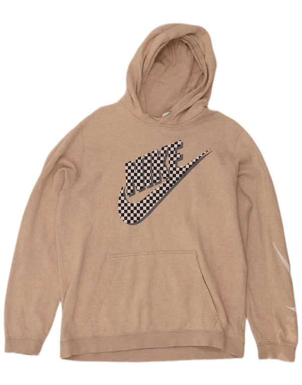 Nike Herren Graphic Hoodie Pullover XL Beige gefleckte Baumwolle