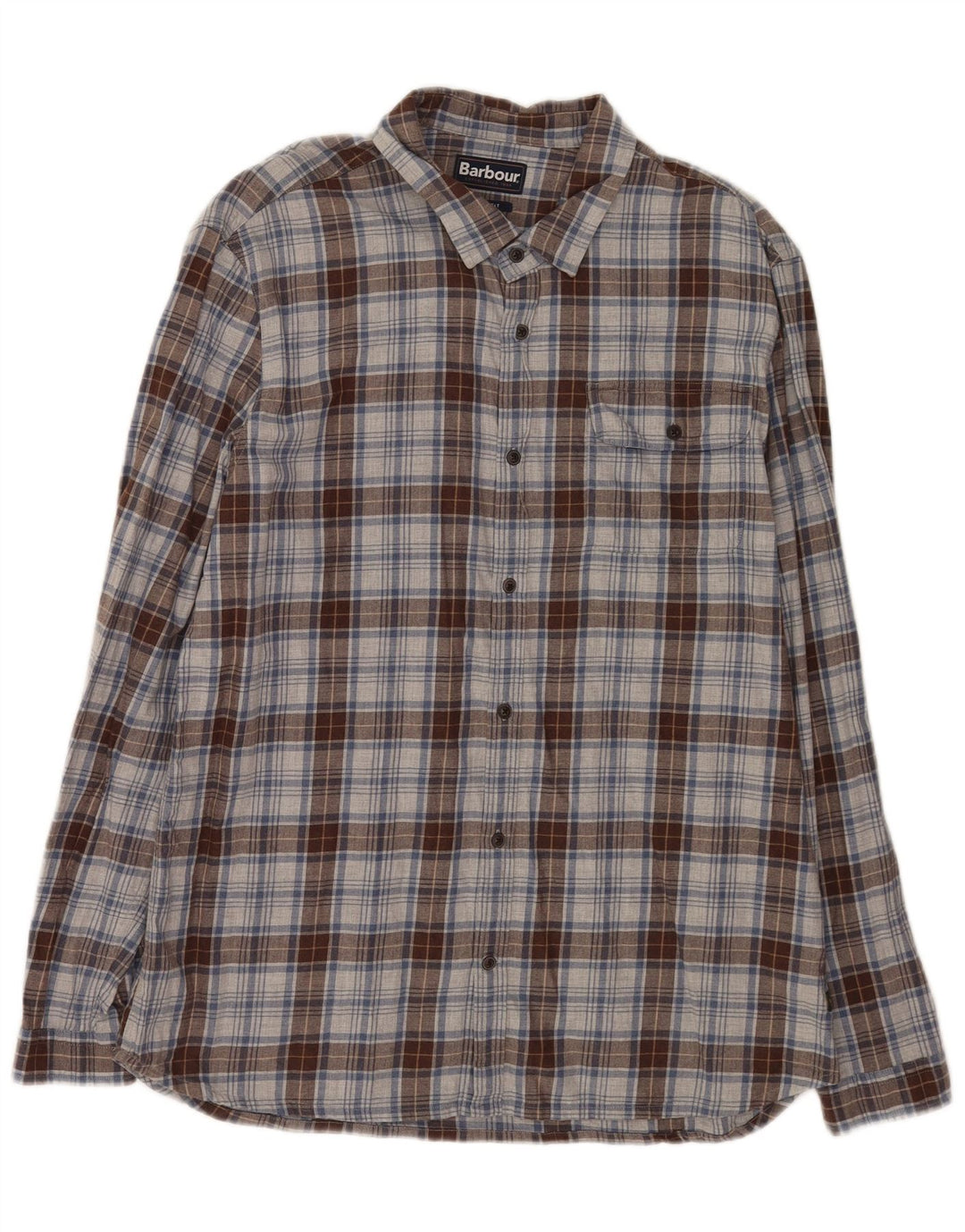 Barbour Tailored Fit Flanellhemd für Herren, XL, grau kariert, Baumwolle