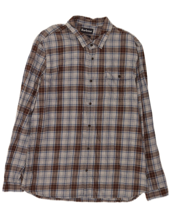 Barbour Tailored Fit Flanellhemd für Herren, XL, grau kariert, Baumwolle