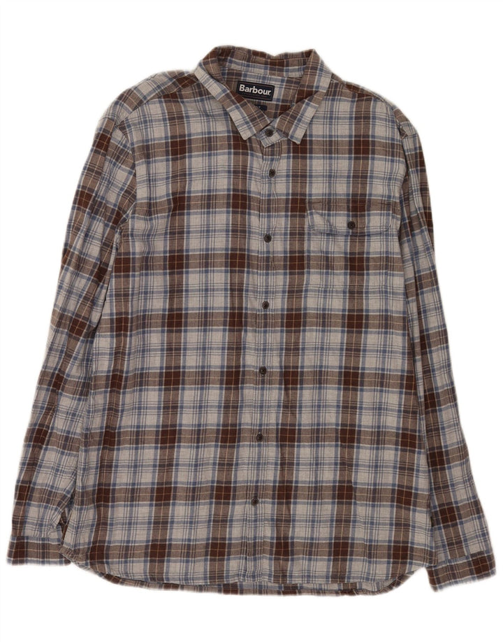 Barbour Tailored Fit Flanellhemd für Herren, XL, grau kariert, Baumwolle
