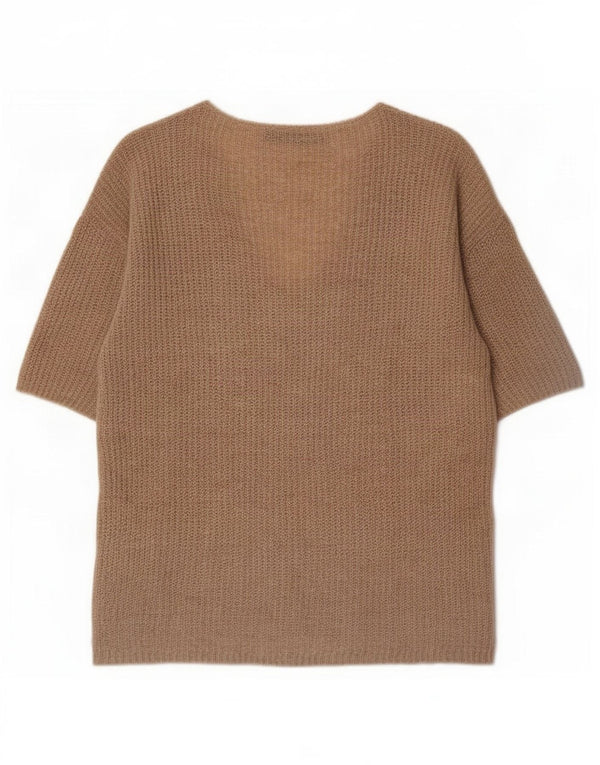Zara Damen-Pullover, übergroß, V-Ausschnitt, Gr. 10, Größe S, Beige gefleckt