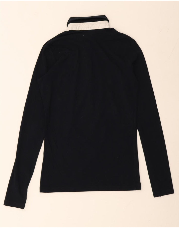 Fred Perry Damen Langarm-Poloshirt UK 12 Medium Schwarz