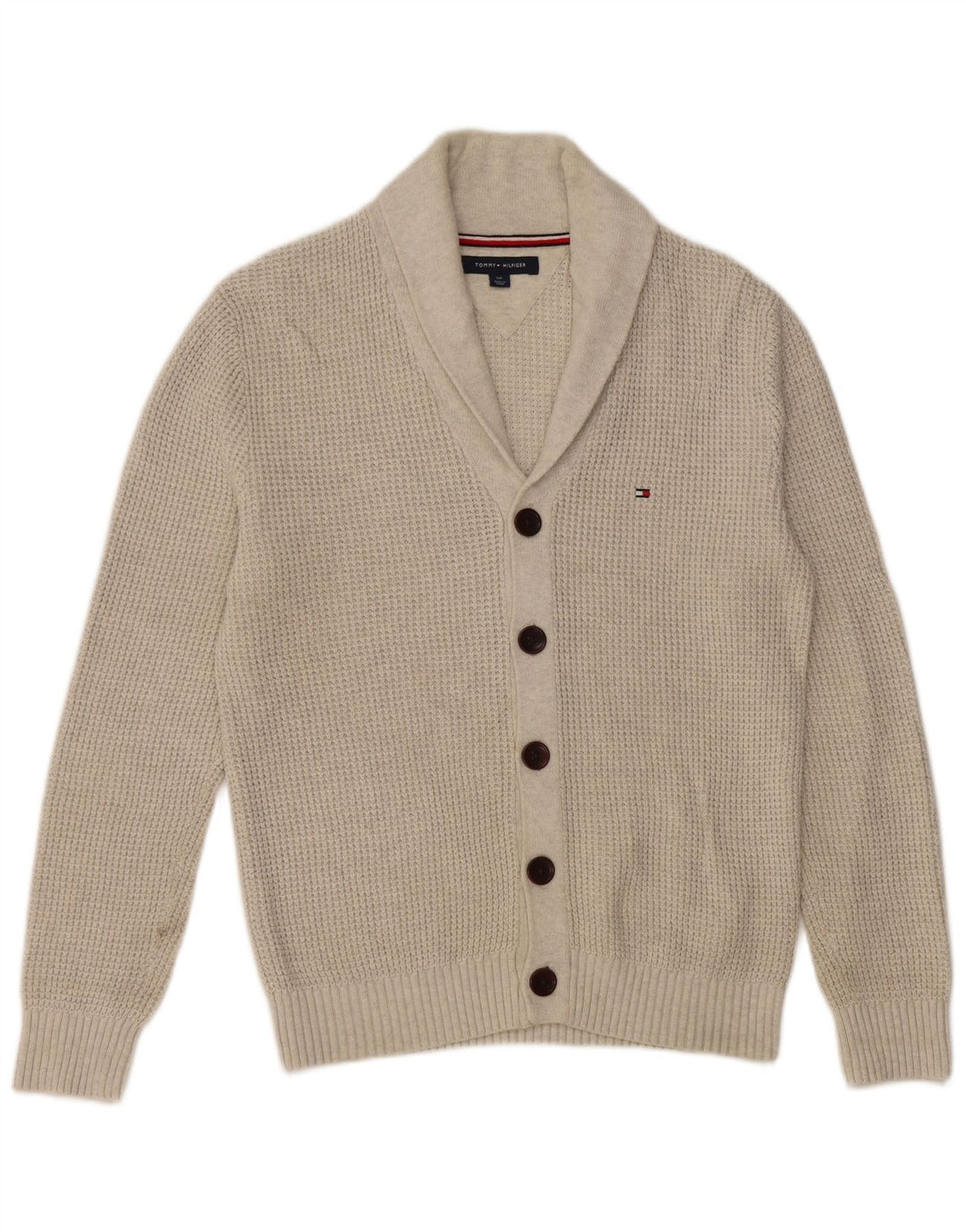 TOMMY HILFIGER Herren-Cardigan-Pullover, kleine graue Baumwolle