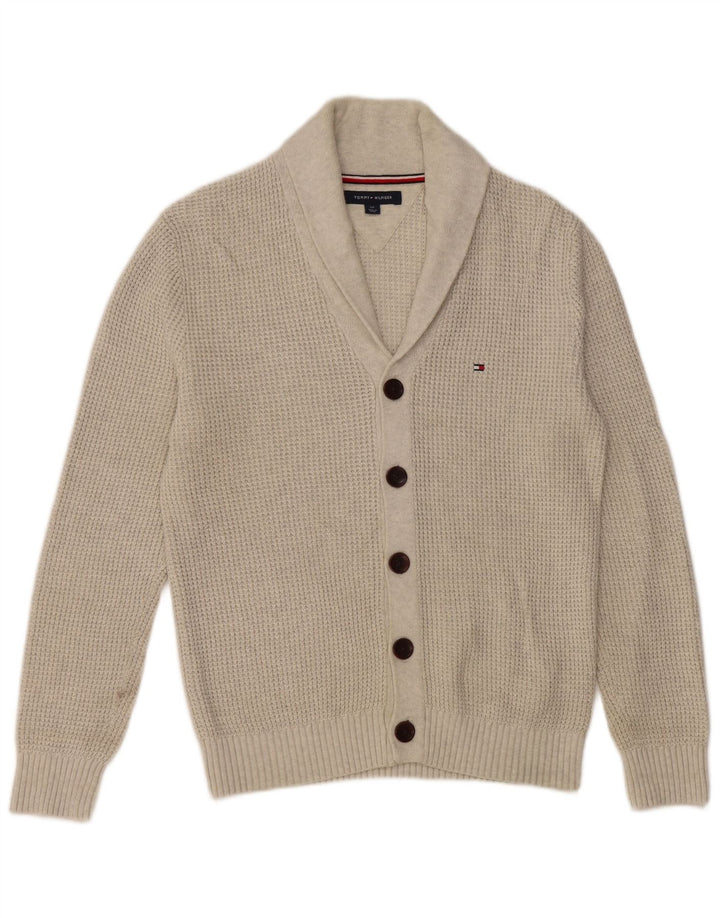 TOMMY HILFIGER Herren-Cardigan-Pullover, kleine graue Baumwolle