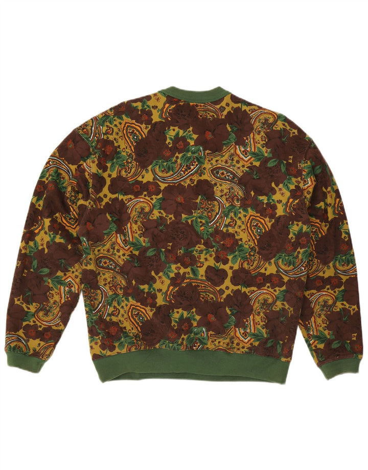 Vintage Damen Sweatshirt Pullover UK 16 Großes Mehrfarbiges Blumenmuster