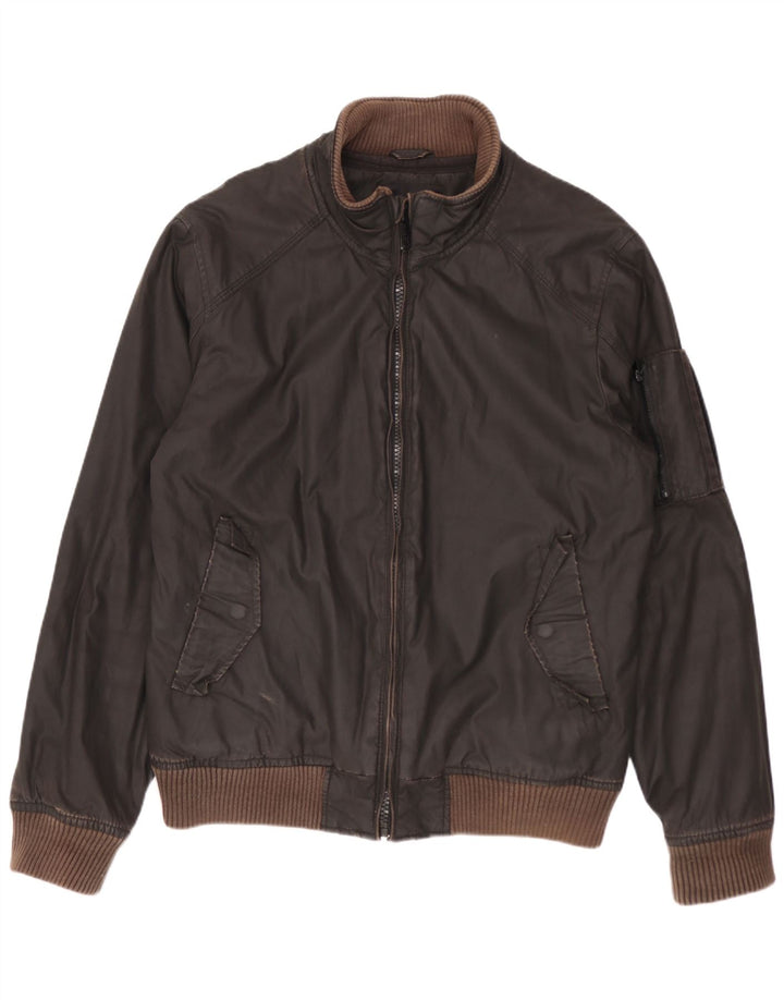 Zara Herren Bomberjacke UK 40 Große braune Baumwolle