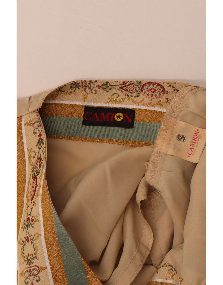 VINTAGE Damen Weste UK 10 Small Beige Fair Isle Baumwolle