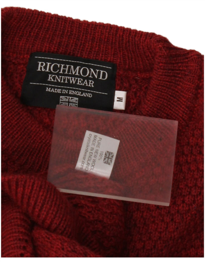 RICHMOND Herren-Pullover mit Rundhalsausschnitt, mittelrote Schurwolle