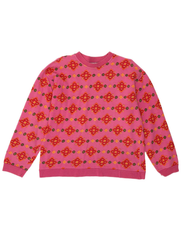 Stefanel Mädchen-Sweatshirt, Pullover, 13–14 Jahre, 2XL, rosa, geometrische Baumwolle