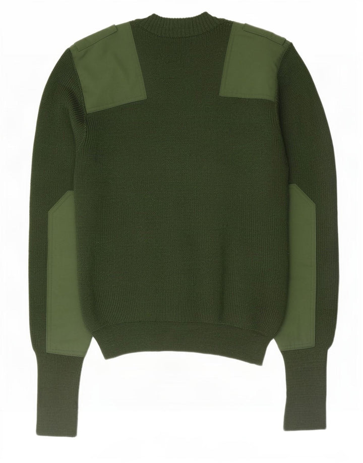 Halfen Herren-Pullover mit Rundhalsausschnitt, IT 48, mittelgrüne Colourblock-Wolle