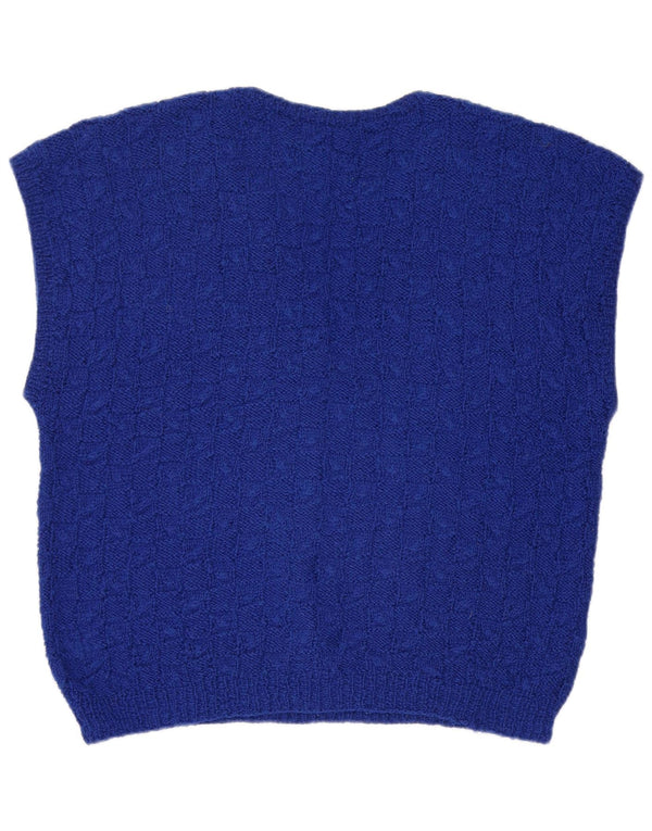 Vintage Damen Weste Tank Top UK 16 Groß Blau gestreift
