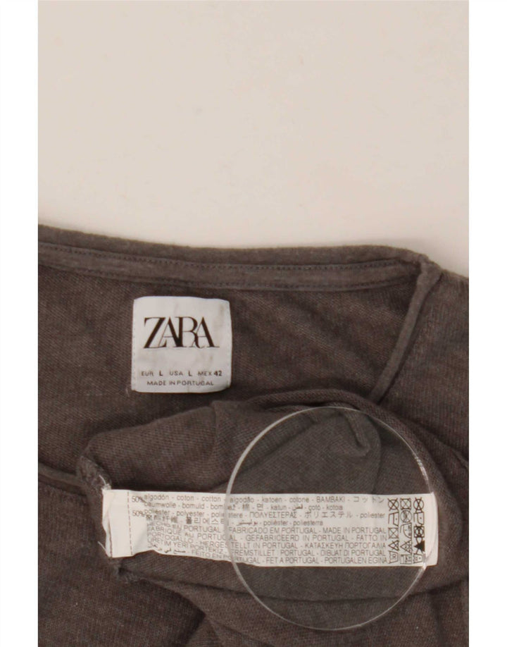 Zara Herren T-Shirt Top Large Grau Baumwolle