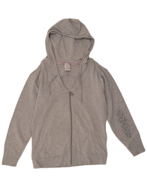 Adidas Damen Graphic Zip Hoodie Pullover UK 14 Mittelgraue Baumwolle