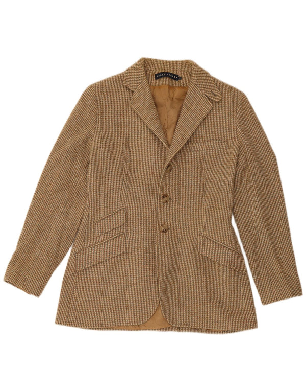 Ralph Lauren Damen-Blazerjacke mit 3 Knöpfen, US 10, großes braunes Karomuster
