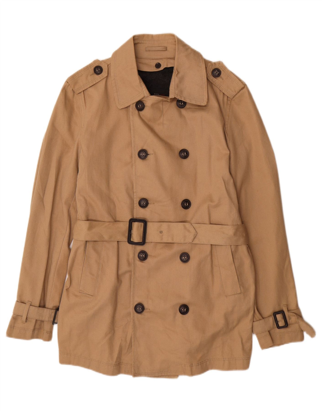 ZARA Herren Trenchcoat UK 40 Large Beige Baumwolle