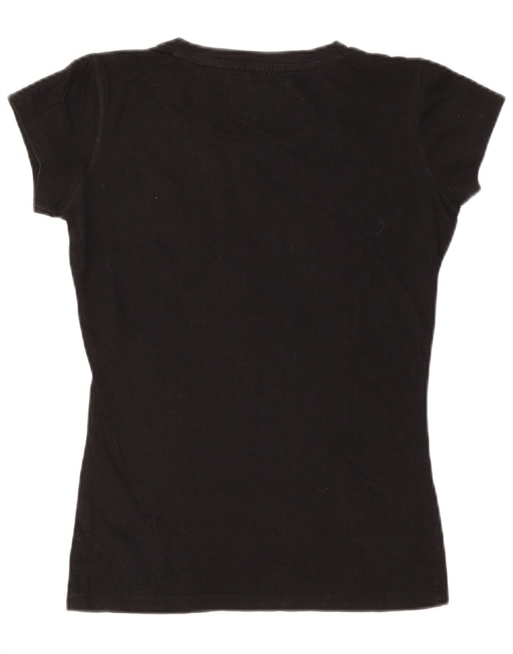 Russell Athletic Damen Grafik-T-Shirt-Oberteil UK 14 Medium Schwarz