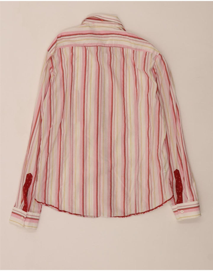 Hugo Boss Herrenhemd, groß, rosa gestreift, Baumwolle