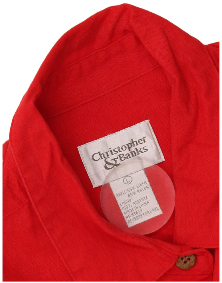 Cristopher & Banks Damen Bomberjacke UK 16 Großes rotes Leinen