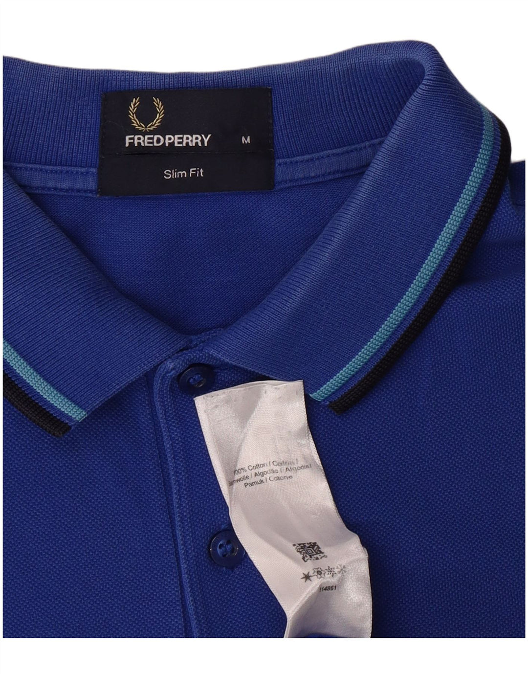 Fred Perry Herren Slim Fit Poloshirt Mittelblaue Baumwolle