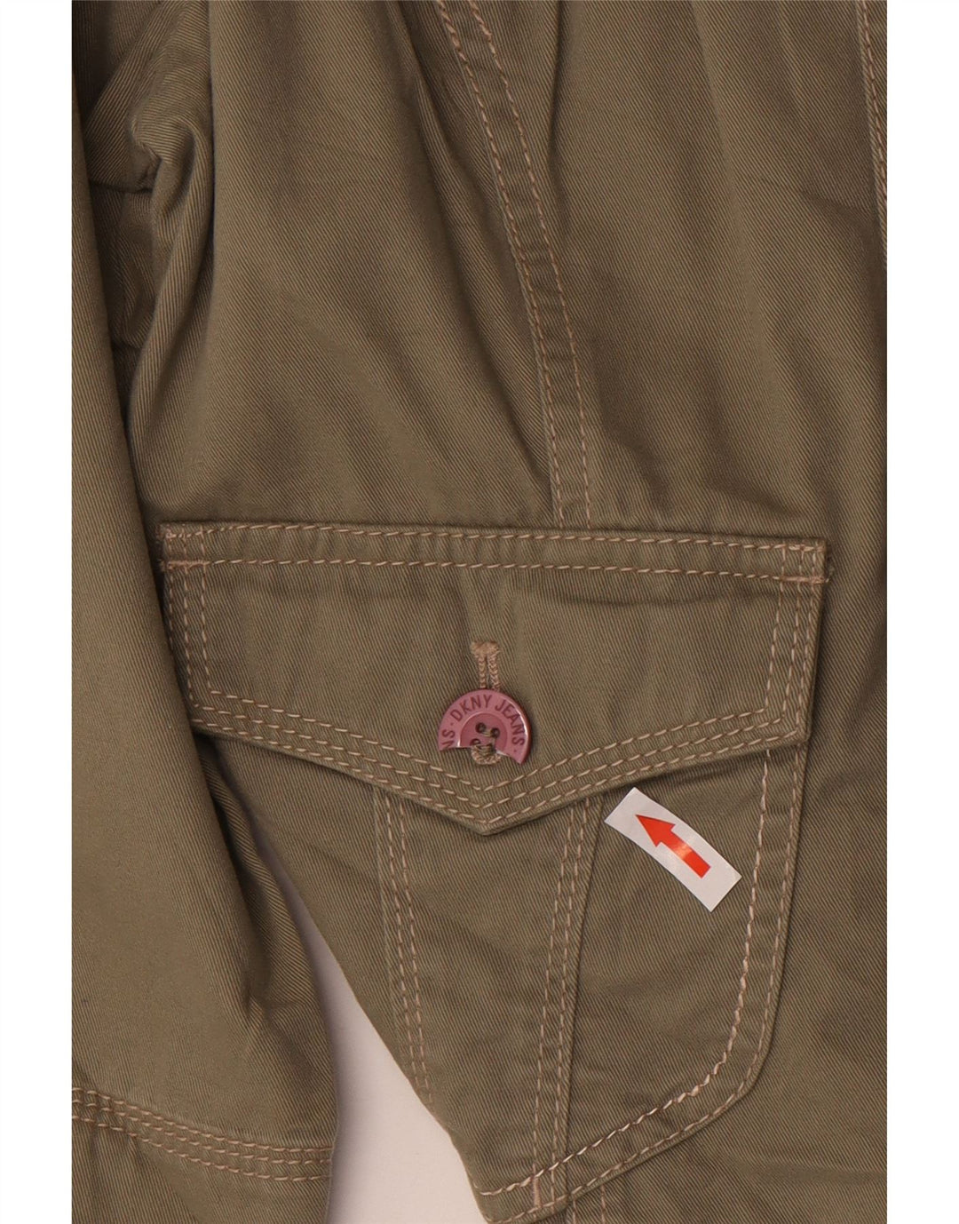 DKNY Damen-Militärjacke mit 3/4-Ärmeln, UK 14, mittlere Khaki-Baumwolle
