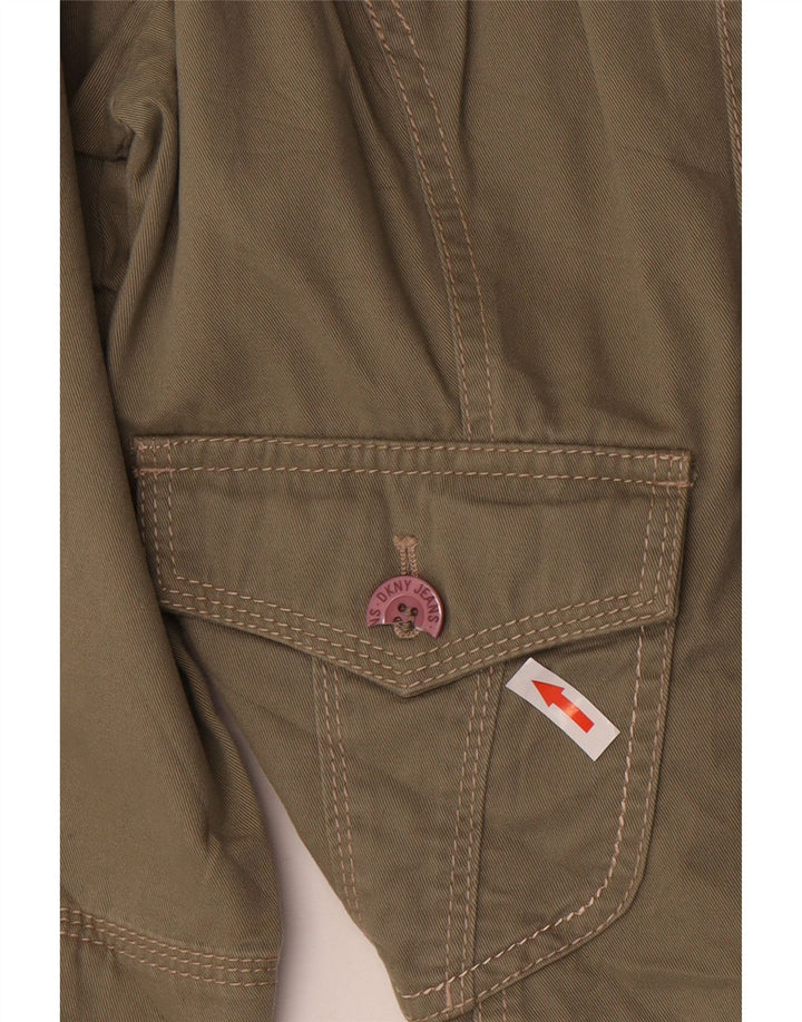 DKNY Damen-Militärjacke mit 3/4-Ärmeln, UK 14, mittlere Khaki-Baumwolle