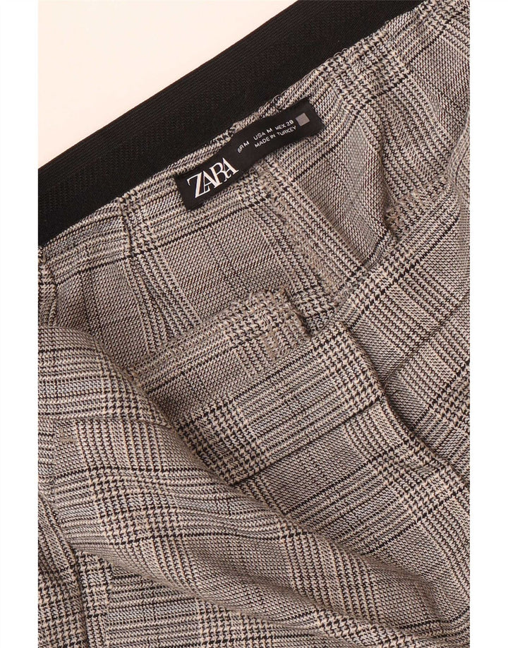 Zara Slim Chino-Hose für Damen, mittelgroß, W28, L28, grauer Hahnentrittmuster