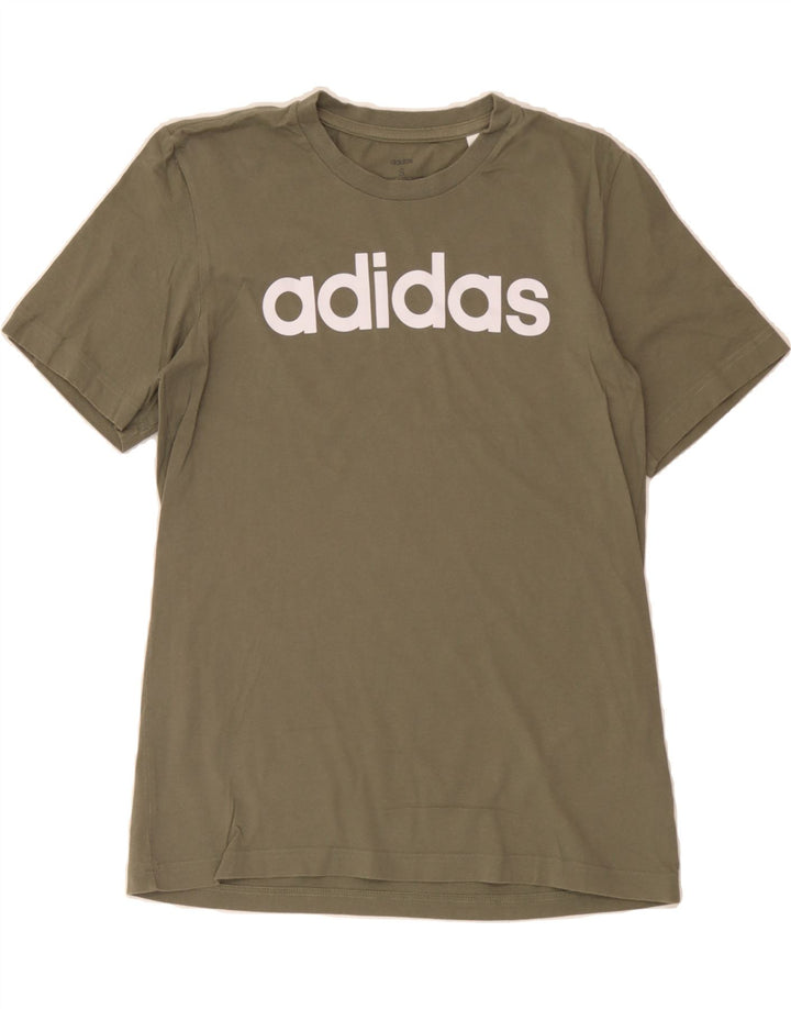 ADIDAS Mens Graphic T-Shirt Top Small Khaki Cotton Vintage Adidas and Second-Hand Adidas from Messina Hembry 
