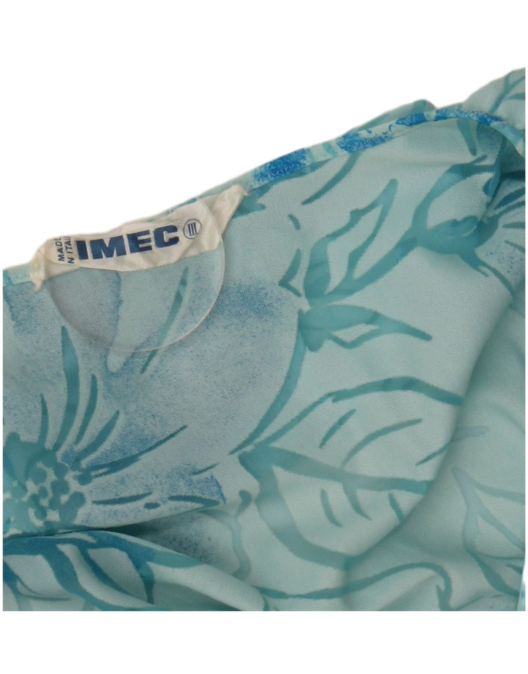 Imec Damen-Kleid mit 3/4-Ärmeln, durchsichtig, A-Linie, UK 12, Mittelblau mit Blumenmuster