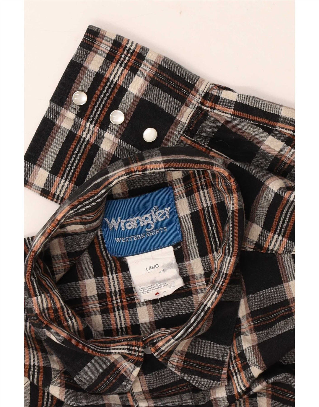 Wrangler Herren-Flanellhemd, groß, schwarz kariert