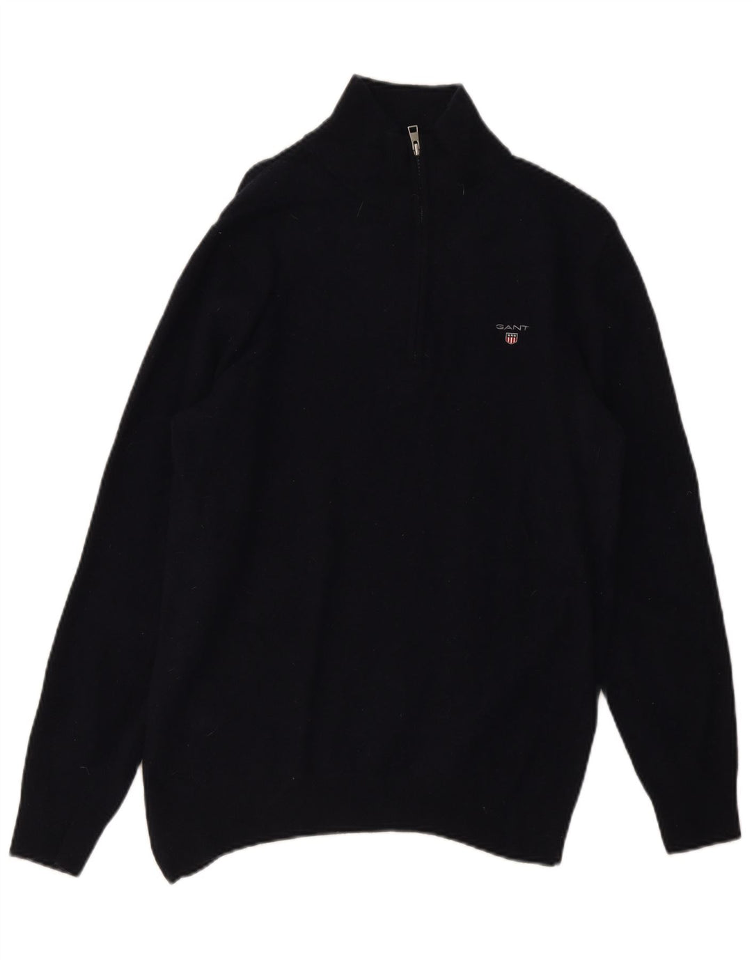 Gant Herren-Pullover mit Reißverschluss am Hals, große marineblaue Wolle