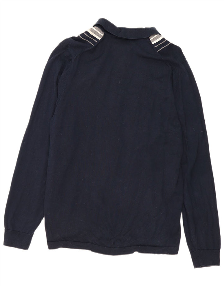 Marks & Spencer Herren-Cardigan aus mittelblauer, marineblauer Colourblock-Baumwolle