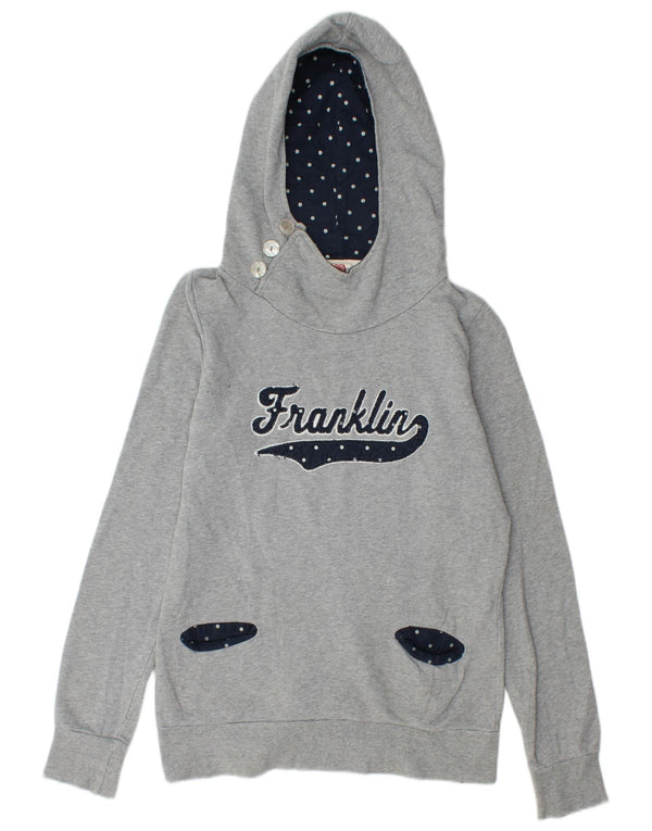 Franklin Marshall Damen-Kapuzenpullover mit Grafik, UK 14, Größe L, Grau, Baumwolle