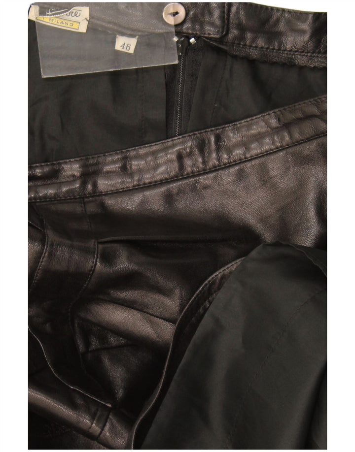 Vintage Damen Lederrock IT 46 Groß W32 Schwarz