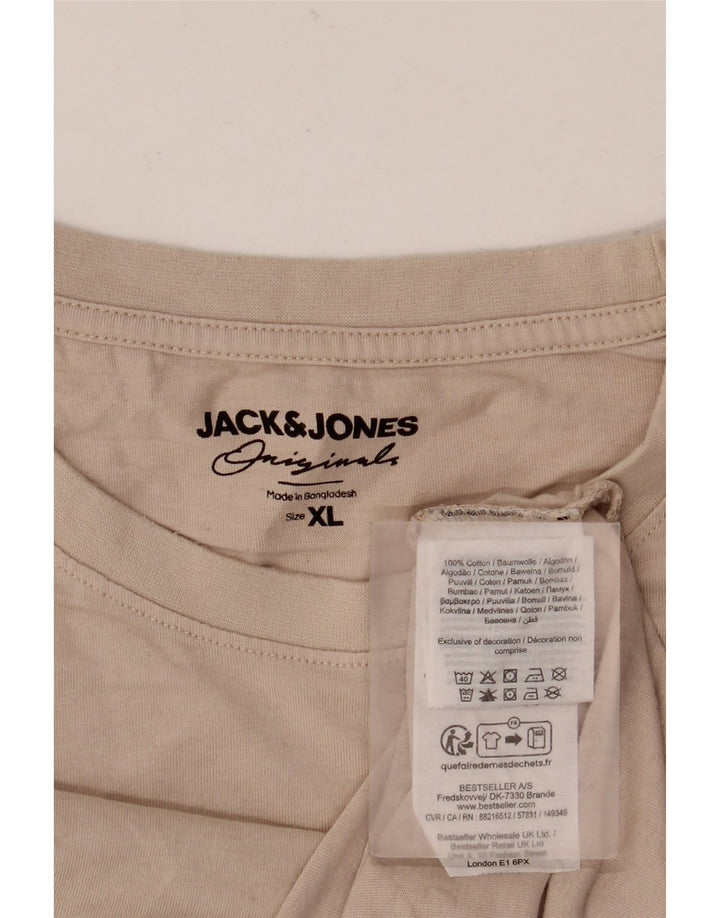 JACK & JONES Herren T-Shirt Top XL Beige Baumwolle