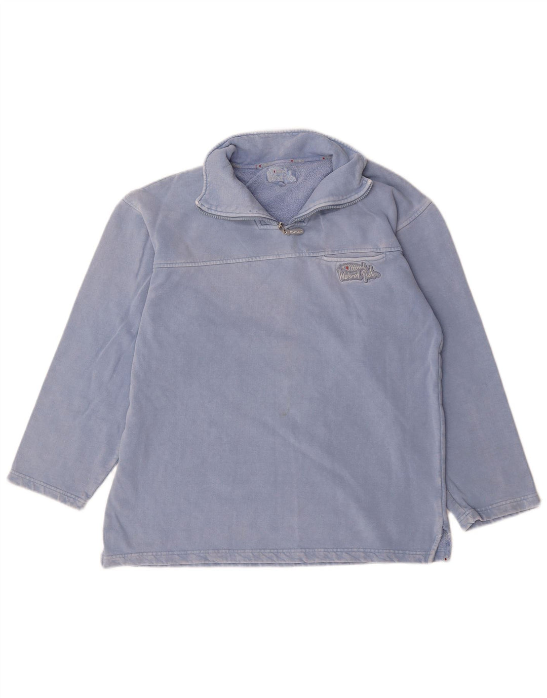 Weird Fish Herren-Sweatshirt mit Reißverschluss am Hals, mittelblaue Baumwolle
