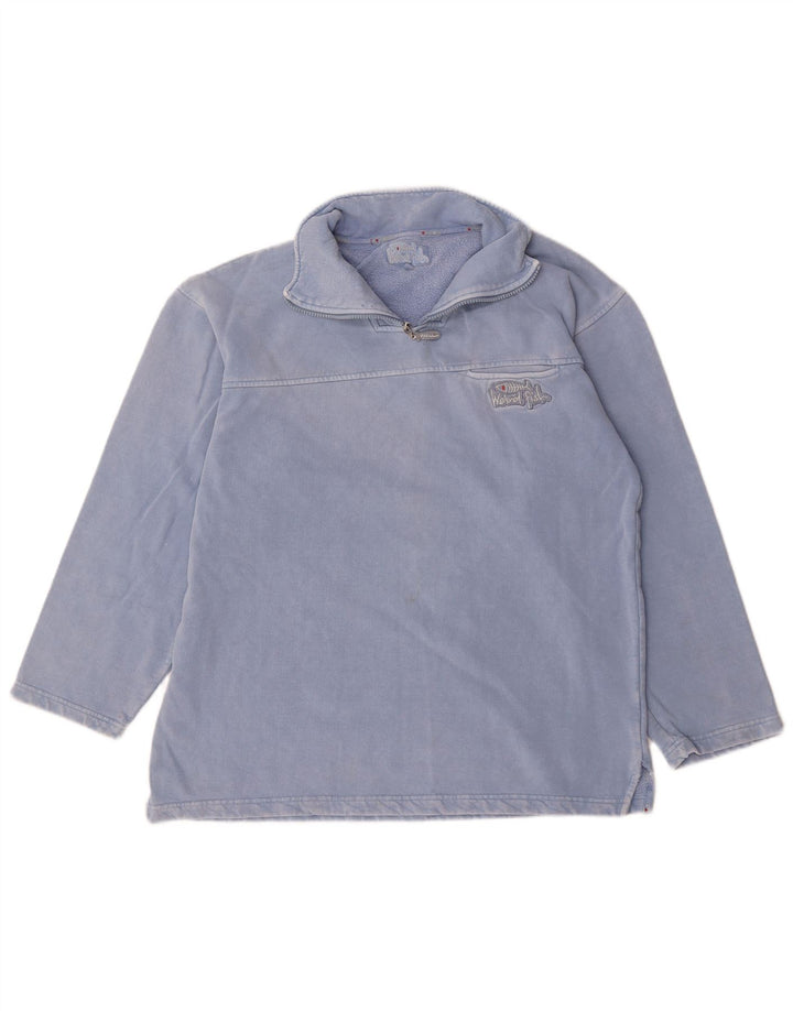 Weird Fish Herren-Sweatshirt mit Reißverschluss am Hals, mittelblaue Baumwolle